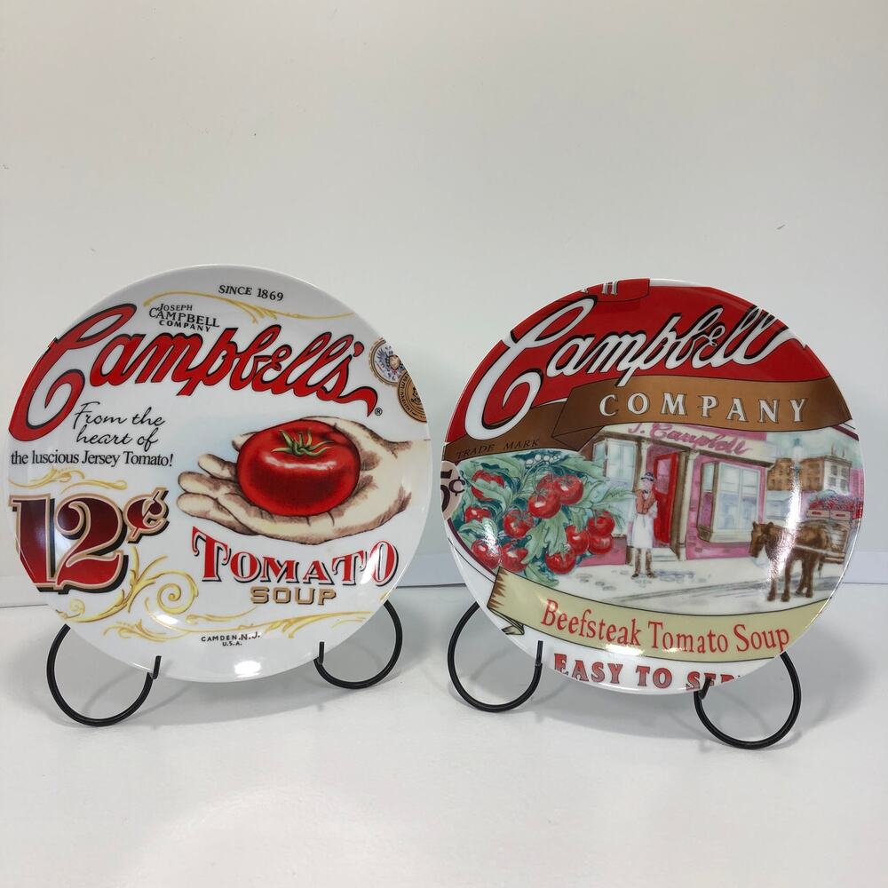 Pair of Campbells Soup collector plates, 2003, Heritage Collection, 8" across
